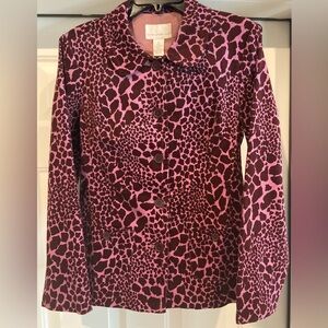 Susan Graver Style~NWT~Vivid Animal Print~Babycord Blazer~Button Closure~Size M